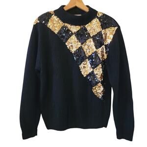 Vintage Sweater Poppagallo Silk/Wool/Rabbit Angora 1980's/1990s Pullover Sequine